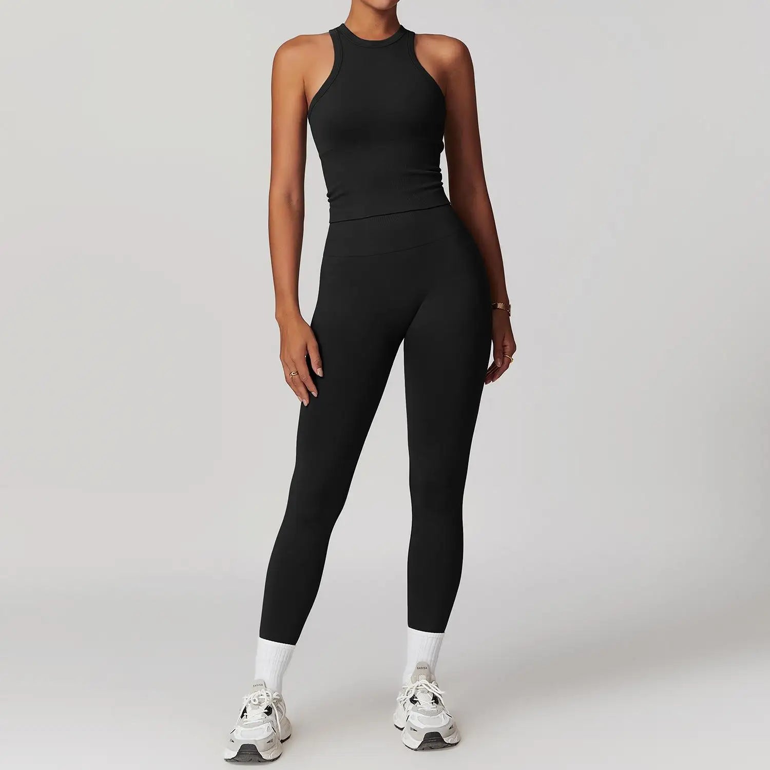 Seamless 2Pcs Yoga Pants Set Women Gym High Waisted High Support Fitness Leggings Push Up Seamless Edging Fitness Sports Bra ﻿ - ATFH