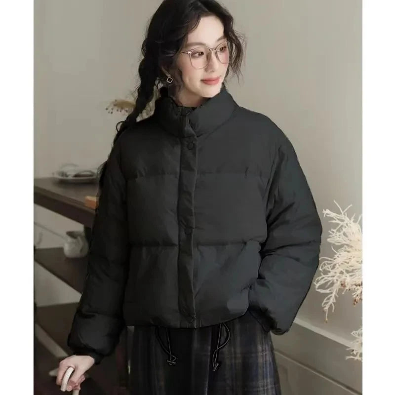 Winter Women's 2025 New Cotton Jacket Short Cotton Jacket Design Thickened College Style Cotton Coat Winter Blue Yellow Black ATFH