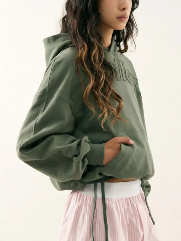 Raw-edge appliqué Sweatshirt y2k Fashion Street styl Men's / Women's Casual Hoodies High Quality Cotton Loose Pullover Tops - ATFH