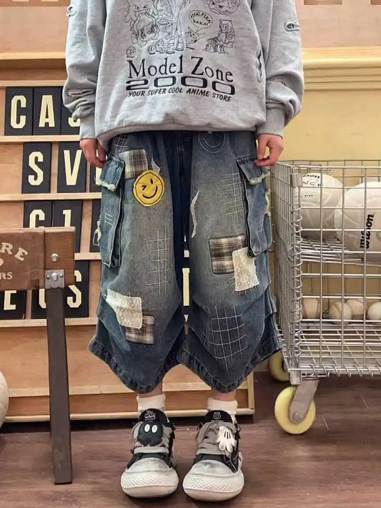 Summer Women Tomboy Jorts Harajuku Cargo Jean Shorts 2000s Japanese Denim Pants Y2K Streetwear High Street Korean Fashion New ATFH