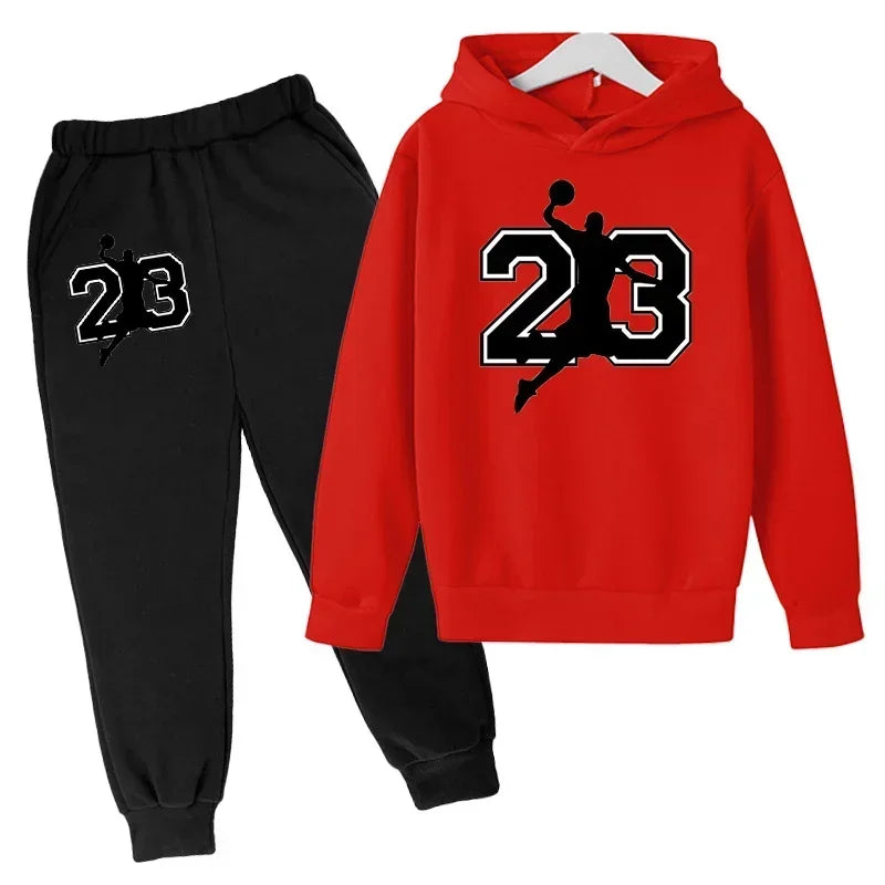 Pullover Toddler SuitChildren Basketball  Clothing Hoodies+Pant Set Girls Boys 3-12 Years Kids Coat Spring Autumn Sports - ATFH
