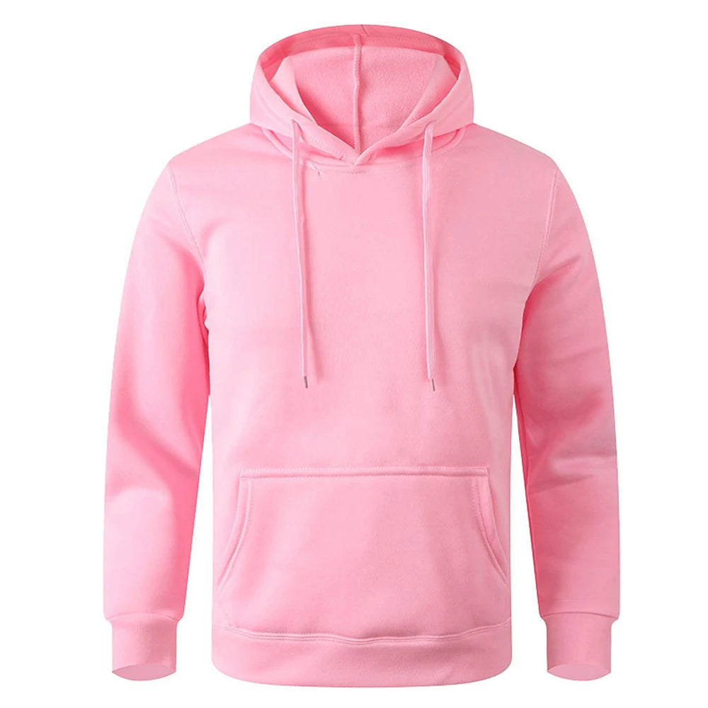 Men's and Women's Warm Sweatshirt Casual Solid Color Streetwear Pullovers Sport Fitness Pocket Hoodies Multi Color - ATFH