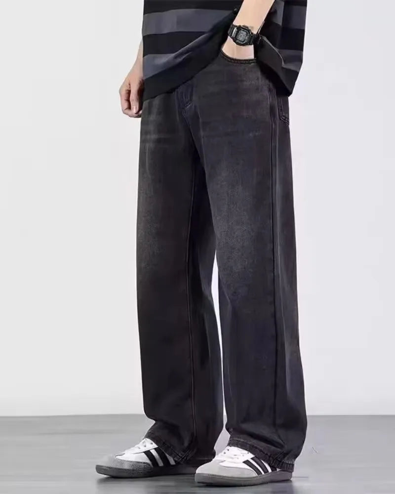 Men's Denim Pants Vintage Washing Wide Leg Loose Jeans Casual Straight American Style  Street Men Trousers Four Seasons New 2026 ATFH