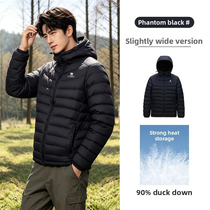 Golden Camel Winter Men Duck's Down Jackets Ultralight 650FP Windproof Waterproof Down Hooded Outdoor Camping Coat Hiking Jacket