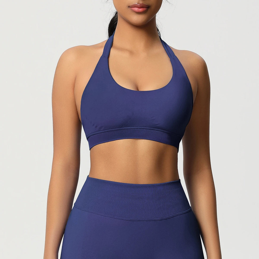 High Stretch Sports Bra Women Halter Seamless Yoga Bra Padded Backless Sports Bras Gym Crop Top Push Up Workout Yoga Tops Woman - ATFH