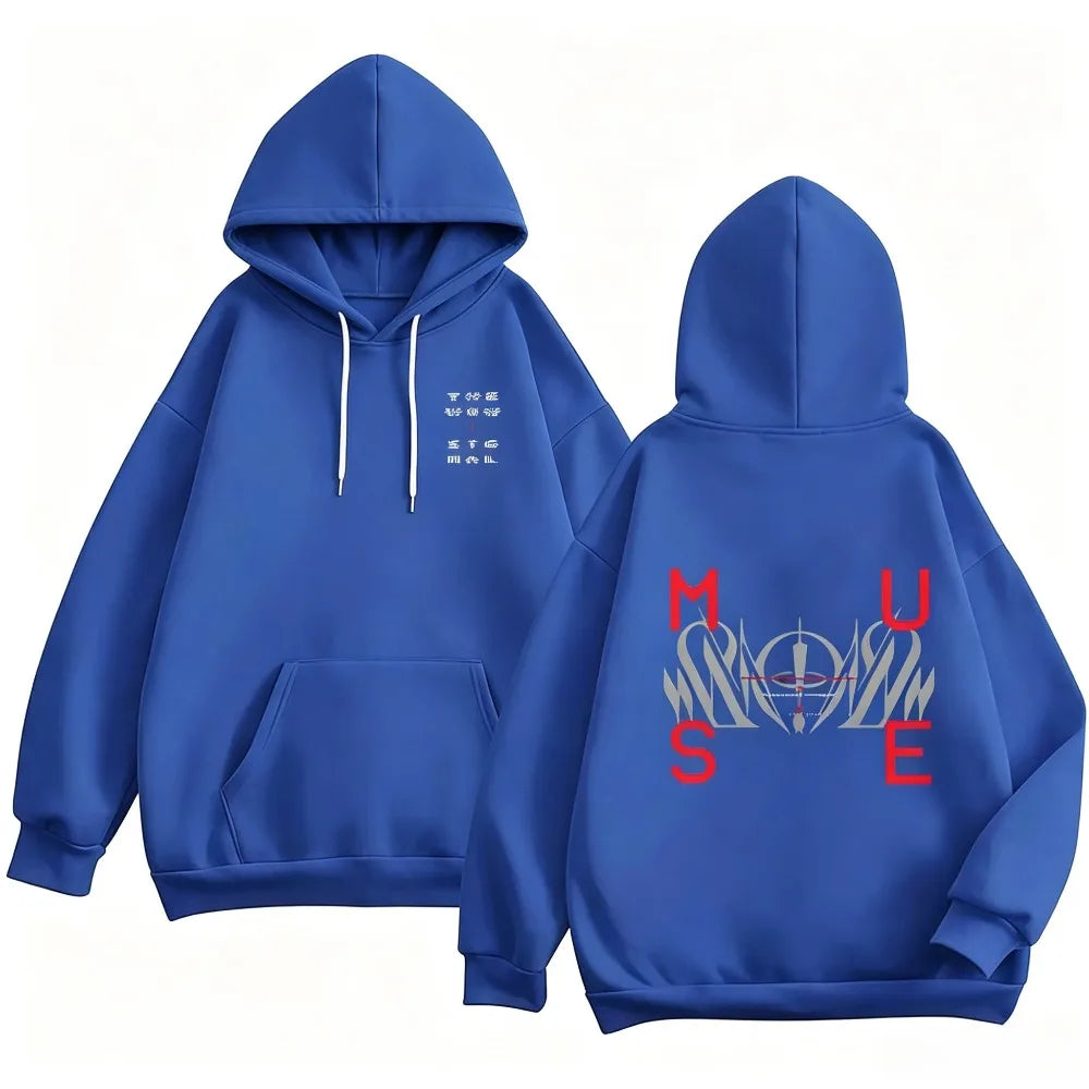 Gothic Abstract Symbol Graphic Men Hoodie Pullover Long Sleeve Oversized Loose Fit Streetwear Hip Hop Sweatshirt Tops