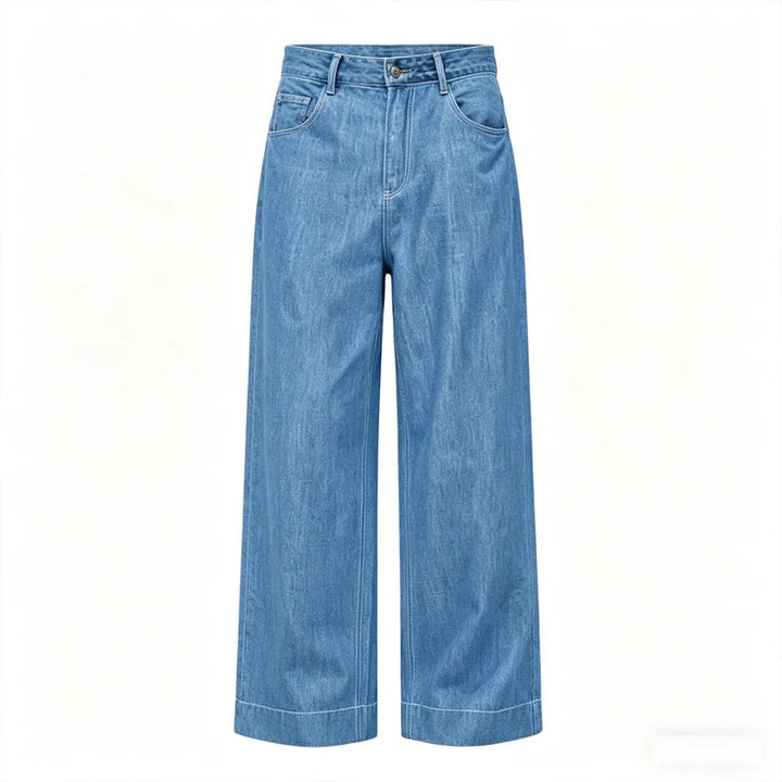 Retro Men's High Waist Wide Leg Jeans Loose Fit Denim Pants Breathable Casual Stretchy Heavyweight Cotton Y2K Baggy Trousers ATFH