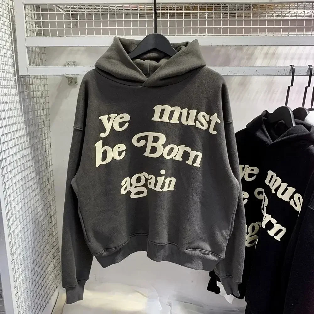 2024Fw Puff Print Kanye West Hoodie Men and Women 1:1 Pink Leaf Color Must Rebirth Hoodie Plus Size Pullover CPFM Sweatshirt - ATFH