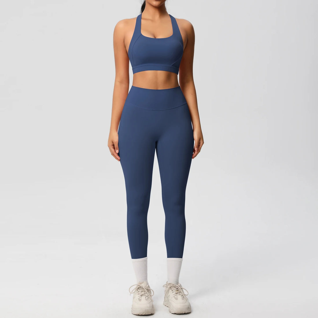 Women 2pcs Patchwork Sport Yoga Suit Training Sleeveless Sport Gym Tops  Tummy Control Slimming Booty Leggings Yoga Suit Sports - ATFH