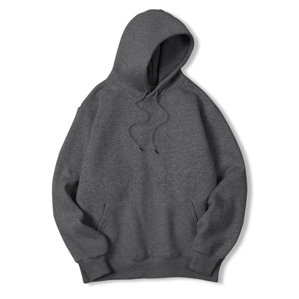 2025 Men's Solid Color Hooded Sweaters Men's Warm Wool Sweater Fashionable Street Clothing Loose  Breathable Jersey Brand Hooded - ATFH
