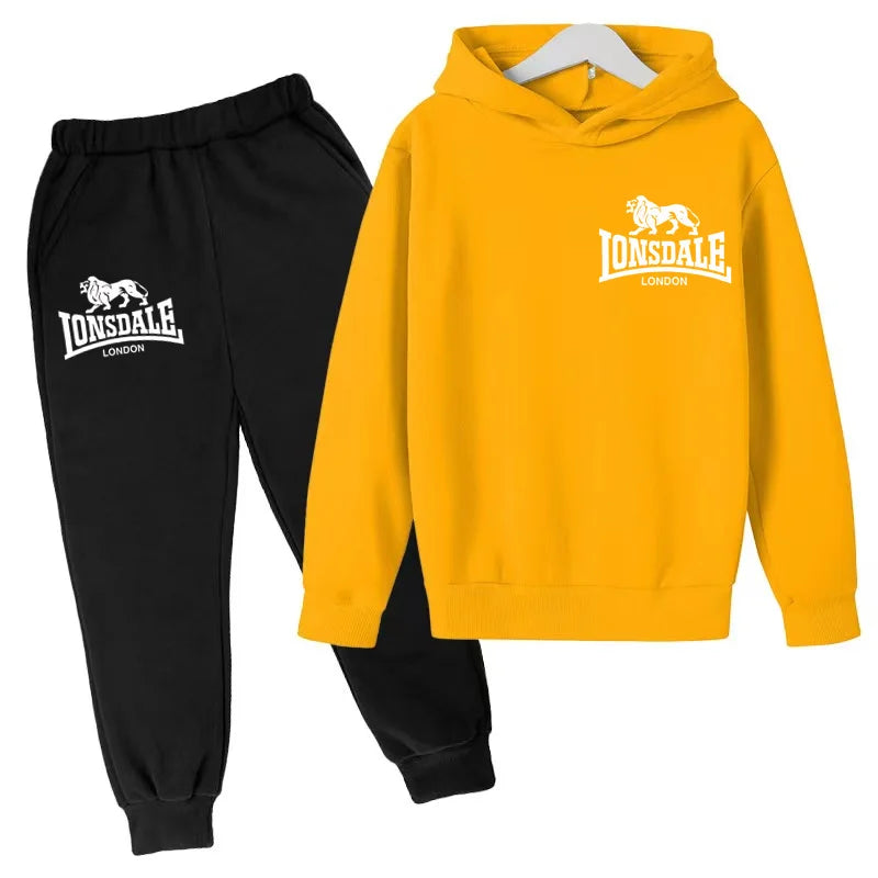 Kids Fashion Hoodie Boys Lion Print Tracksuit Girls Toddler Coat 3-12Y Top+pants 2P Clothing Charming Casual Sports Jogging Set - ATFH