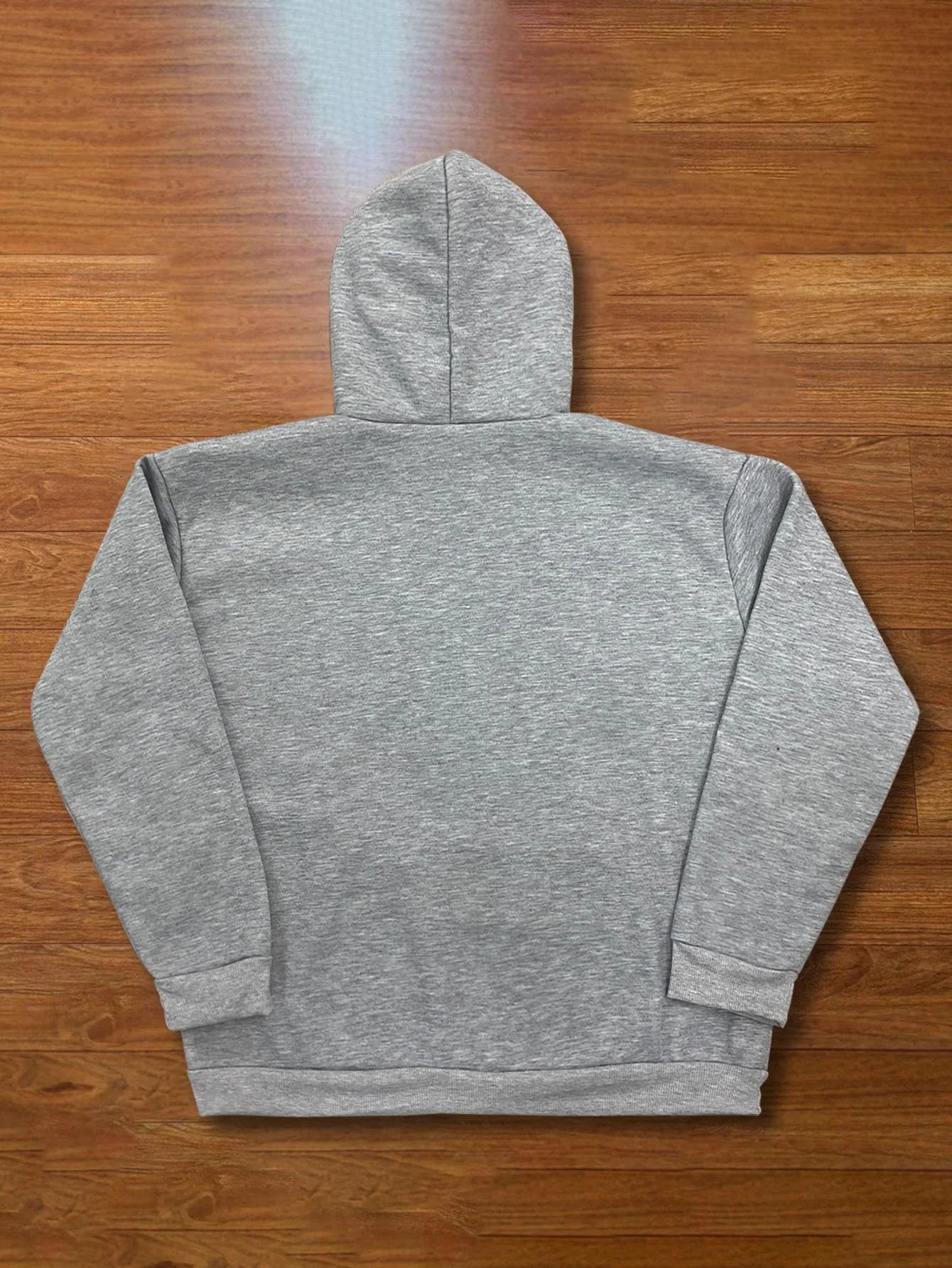 Unisex Heather Grey Hoodie Left Chest Star Gothic Letter Small Print Kangaroo Pocket Loose Y2K Streetwear Pullover Sweatshirt
