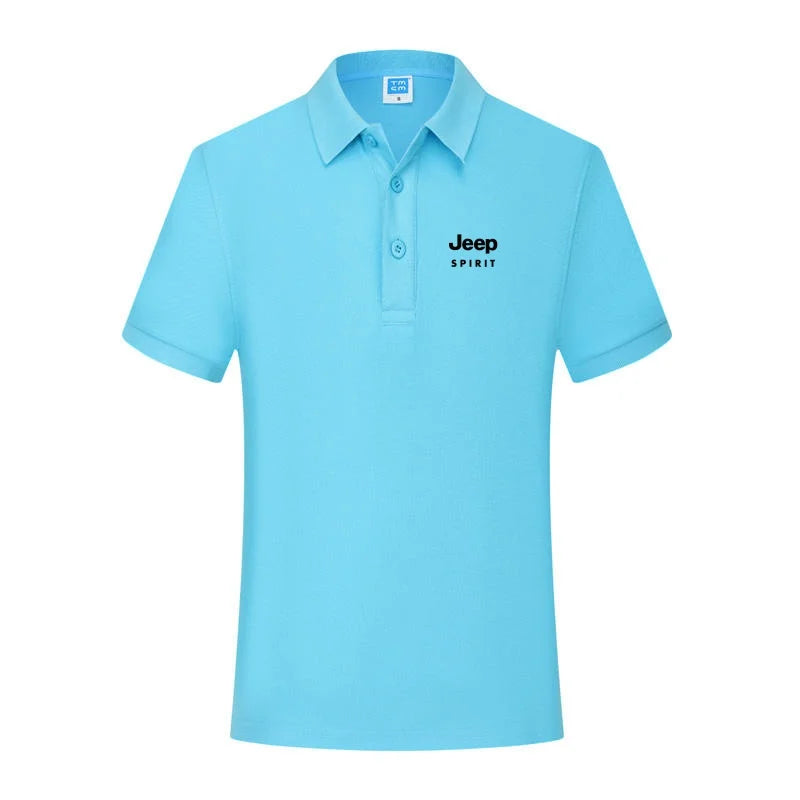 JEEP SPIRIT men's printed T-shirt summer cotton polo shirt casual sports collar short sleeved shirt
