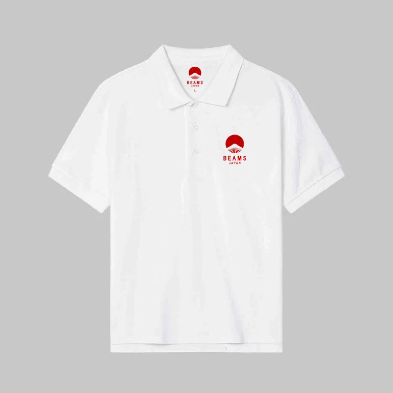 Fuji Mountain Embroider Logo Summer Men Women Same Polo Shirt Korean Style High-quality T-shirt Cotton Short Sleeve Tees Top