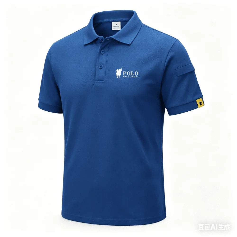 Men's premium summer polo shirt, quick drying, breathable, casual, business fashion, sports, short sleeved, men's clothing