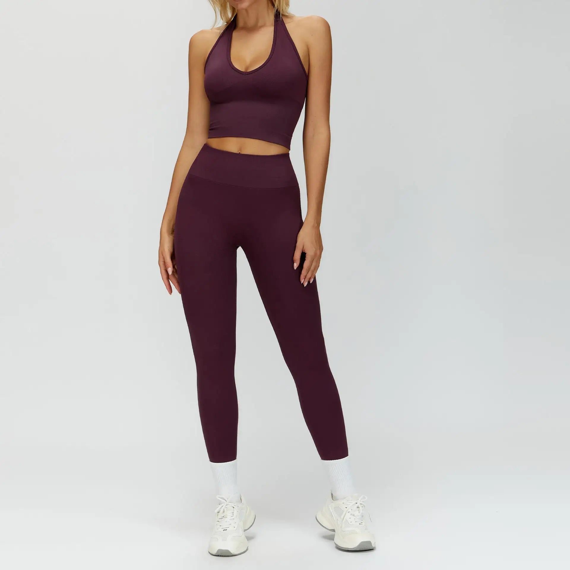 Seamless 2Pcs Yoga Pants Set Women Gym High Waisted High Support Fitness Leggings Push Up Seamless Edging Fitness Sports Bra ﻿ - ATFH