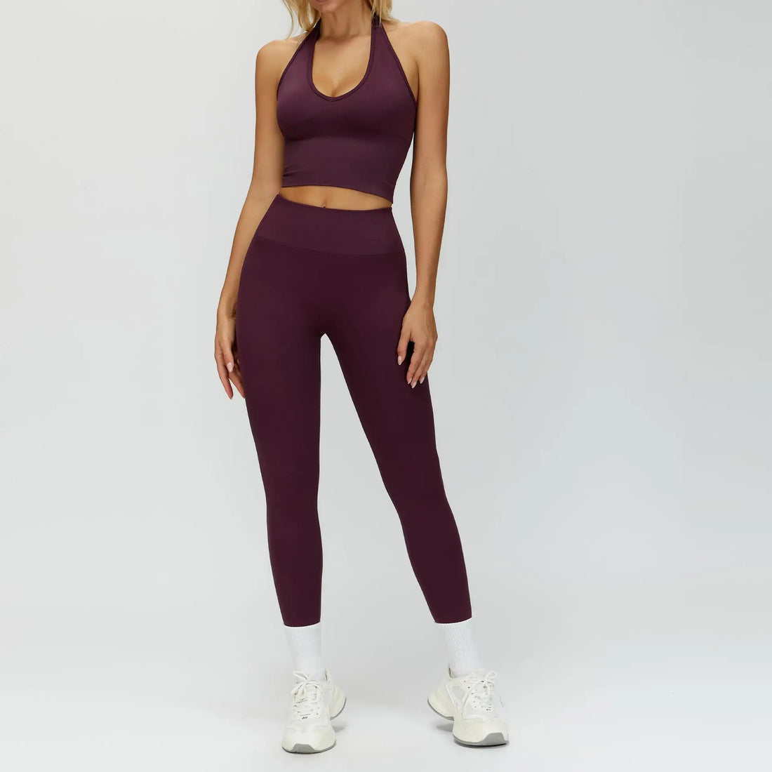 Seamless 2Pcs Yoga Pants Set Women Gym High Waisted High Support Fitness Leggings Push Up Seamless Edging Fitness Sports Bra ﻿ - ATFH