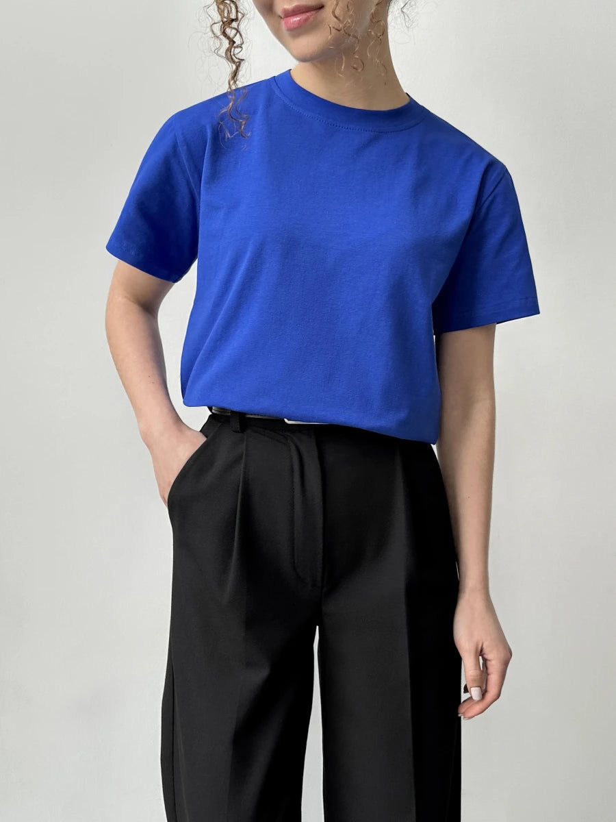 Hirsionsan Basic Cotton T Shirt Women 2026 Summer New Loose Solid Tees 19 Color Casual Loose Tshirt Oversized O Neck Female Tops - ATFH