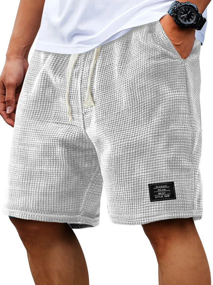 Summer Men's Waffle Business casual shorts New Korean Fashion Drawstring Baggy Short Pants Fitness Breathable Streetwear Gym