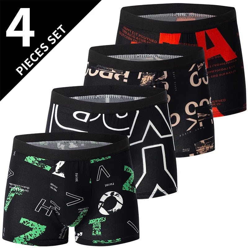 4/10 Piece Set Of Men's Casual And Fashionable Underwear Comfortable Boxer Shorts Youth Plus Size Sports Cycling Elastic Shorts