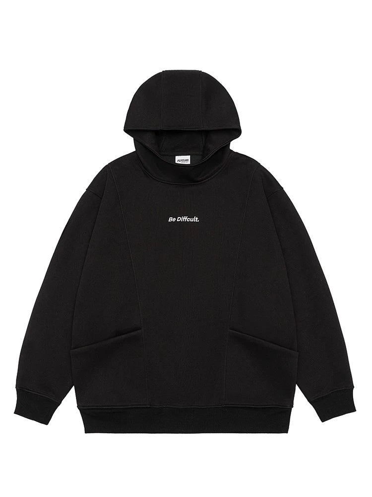 400GSM Cotton Men's Hoodies Letter Embroidery Front Pockets Pullover Hoody Tops Loose Fit - ATFH