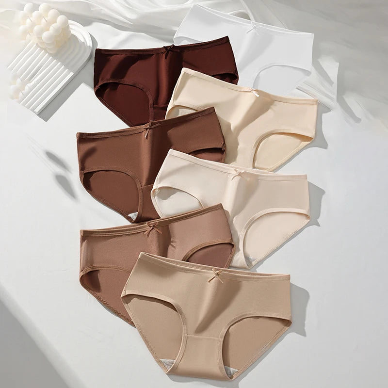 7PCS/Set Cotton Women Panties Breathable Underwear Week Pants Girls Briefs Solid Panty Underpants Sexy Low Waist Female Lingerie