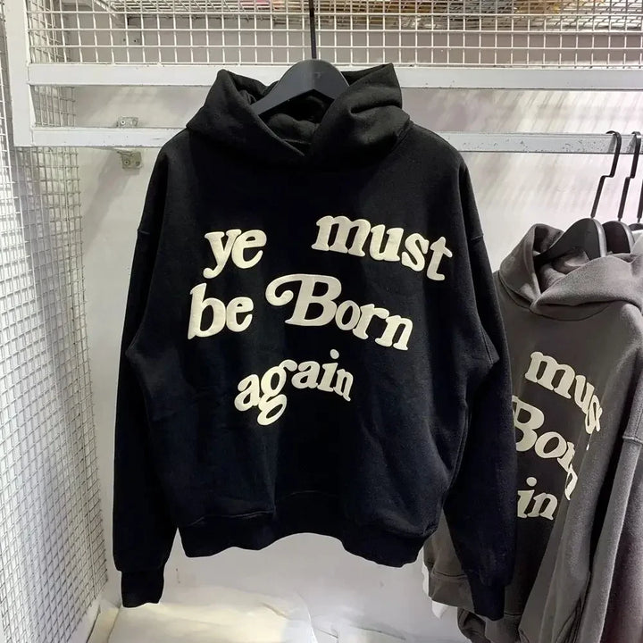 2024Fw Puff Print Kanye West Hoodie Men and Women 1:1 Pink Leaf Color Must Rebirth Hoodie Plus Size Pullover CPFM Sweatshirt - ATFH