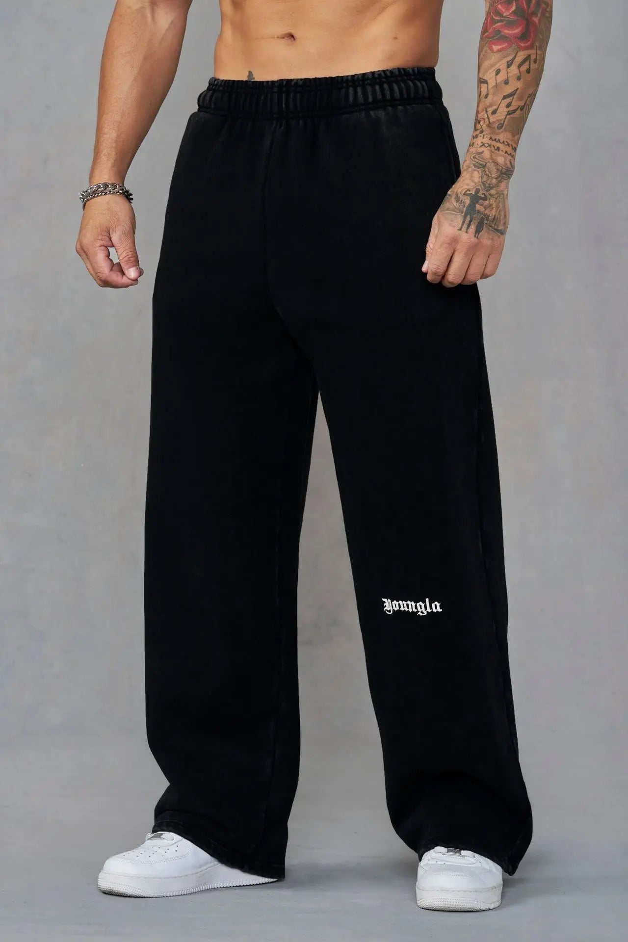 American style new men's sports pants, jogging, muscle fitness, letter embroidery, straight casual long pants