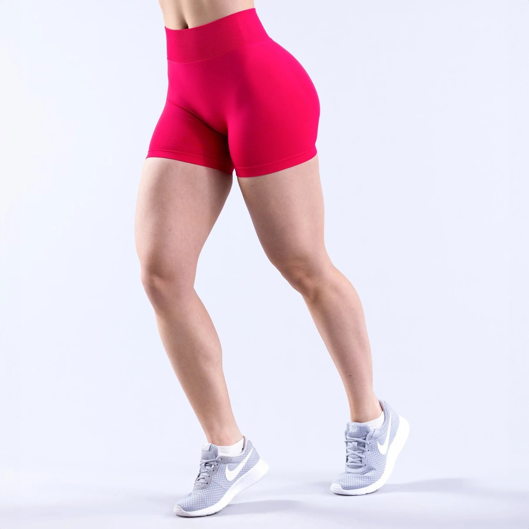 High Elastic Nylon Sports Shorts Women's Three-Way Waist Drawstring Butt Lifting Seamless Low Waist Three-Quarter Length