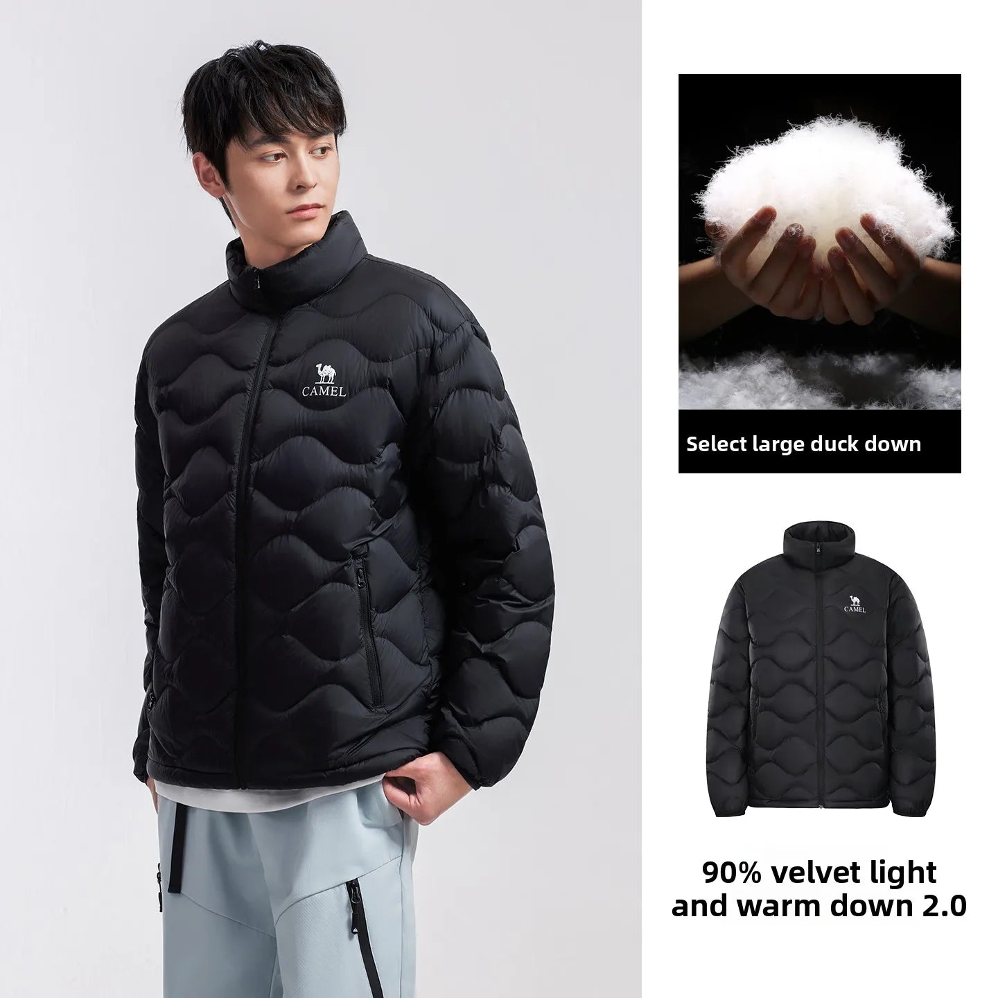 GOLDEN CAMEL Outdoor Down Jackets Men's and Women's Lightweight High-loft Warm Windproof Anti-static Jacket for Men Winter Coats