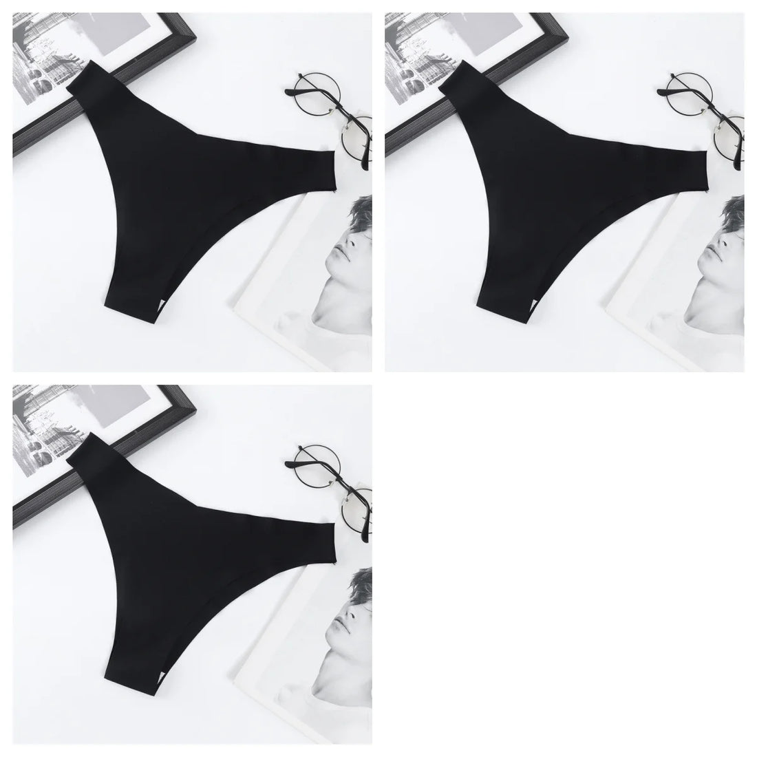 3Pcs/Set Women Ice Silk Panties V-Waist Low Rise Briefs Seamless Underwear Female Quick-Drying Underpants Sexy Lingerie S-L