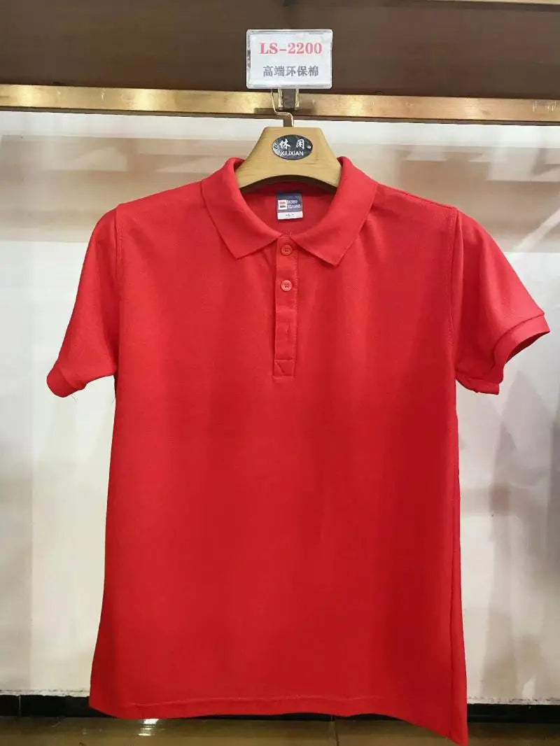 Custom Logo Embroidery Printing Mens Shirts Cotton Short-Sleeved Polo Shirts Summer Lapel T-shirt Business Men Women Tops Shirt