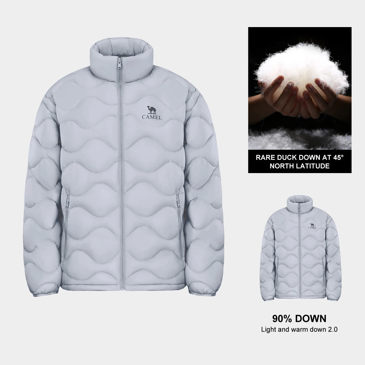GOLDEN CAMEL Outdoor Down Jackets Men's and Women's Lightweight High-loft Warm Windproof Anti-static Jacket for Men Winter Coats