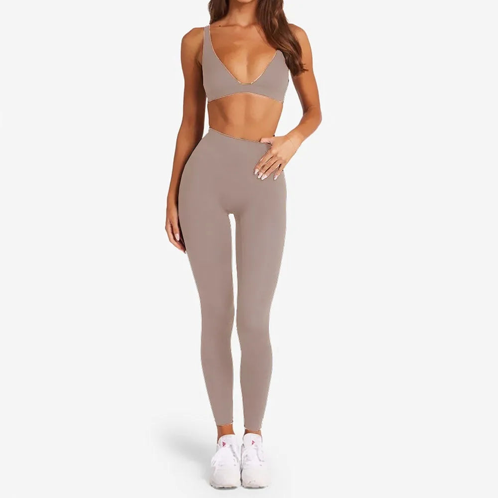 1/2PCS Contour Crop Sport Bra Women Yoga Sets Workout Gym Scrunch High Waist Fitness Push Up Shorts Running Avtive Suits XP187 - ATFH