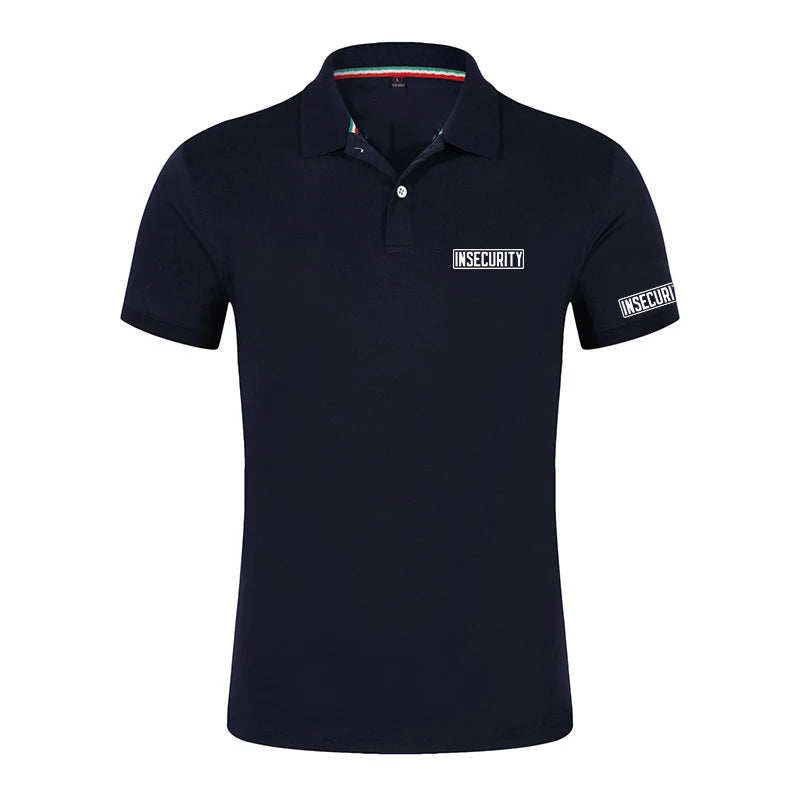 Insecurity Men's Short Sleeve Solid Color Polo Shirt Breathable Comfortable Elastic Top New Arrivals Casual Business Style
