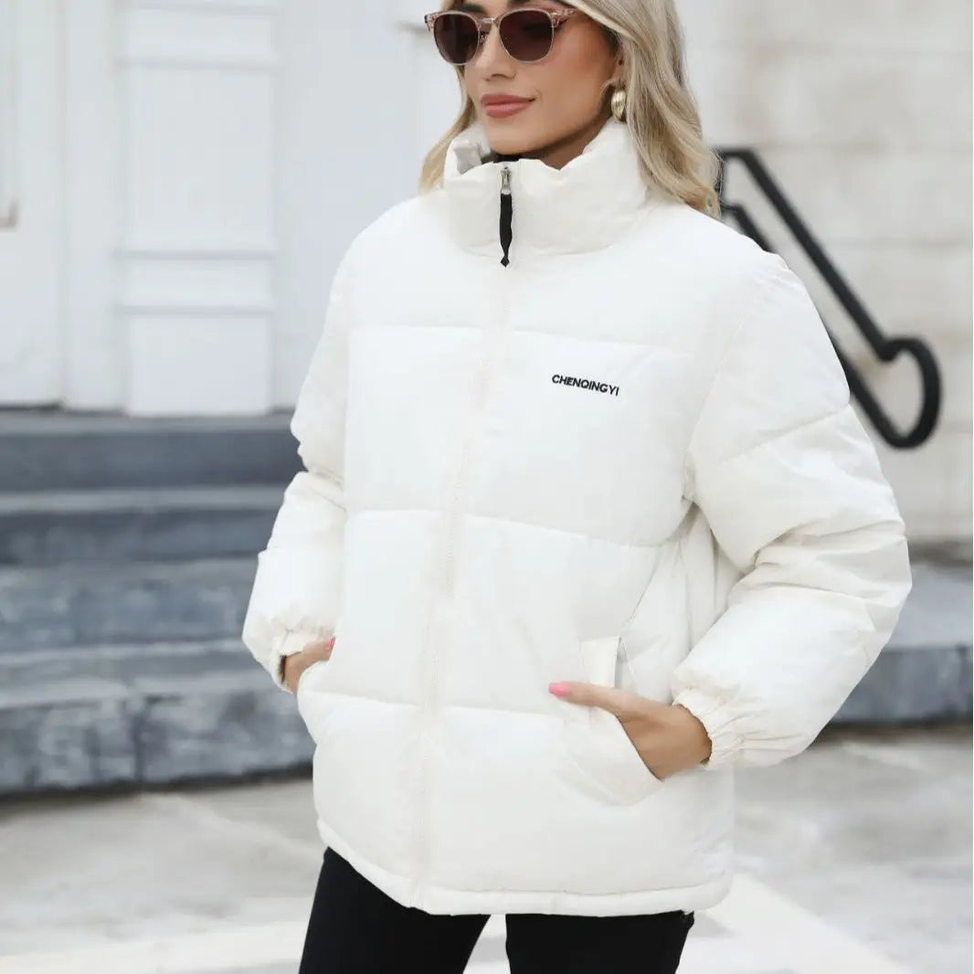 Women's Winter Jaet down Coat Puffer Cotton Fill Long Sve Zipper Closure Regular Fit Commute Sle Color