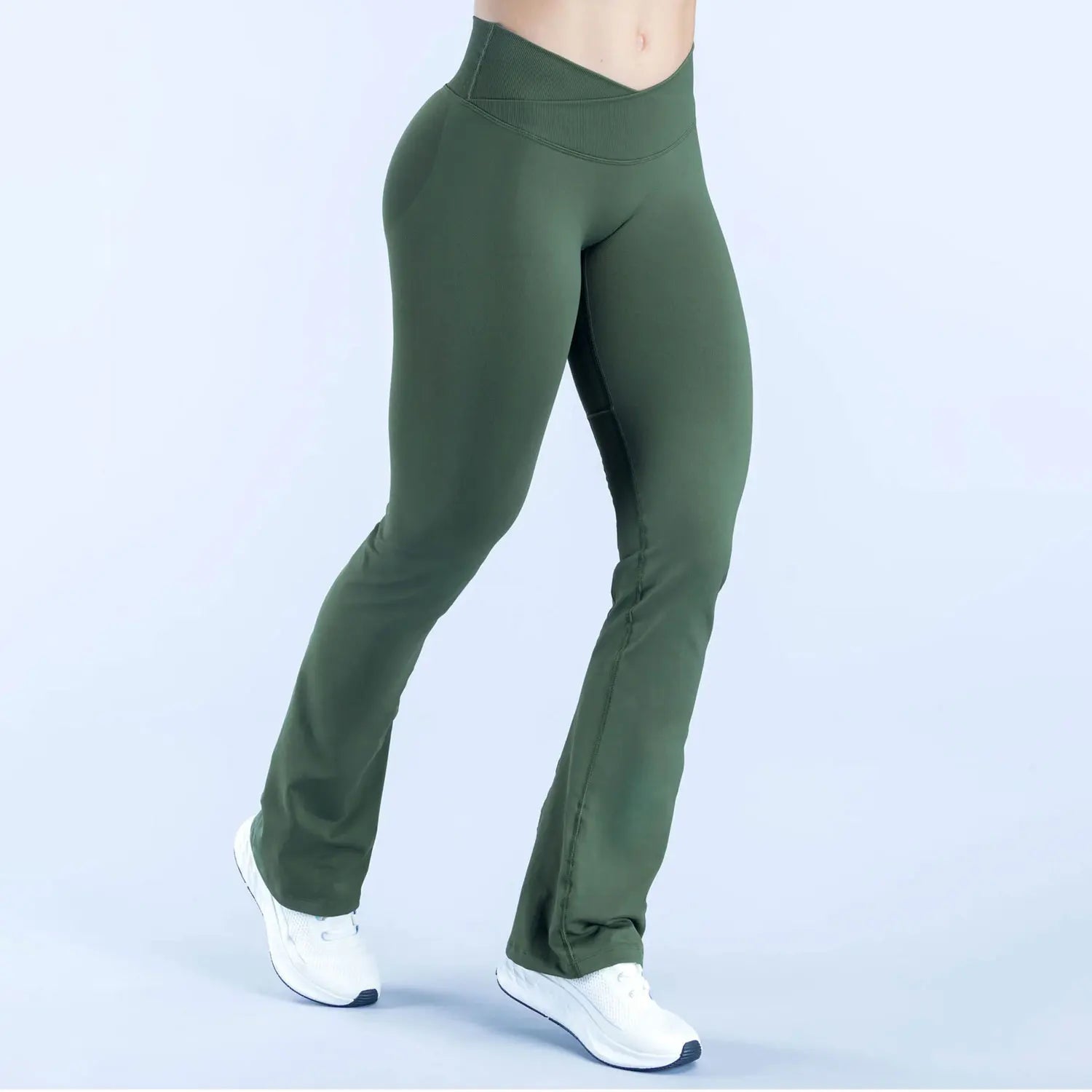DF Vision Flares Women Seamless Gym Yoga Pants High Cross Waist Fashion Sports Leggings Fitness Wide-leg Workout Trousers ATFH