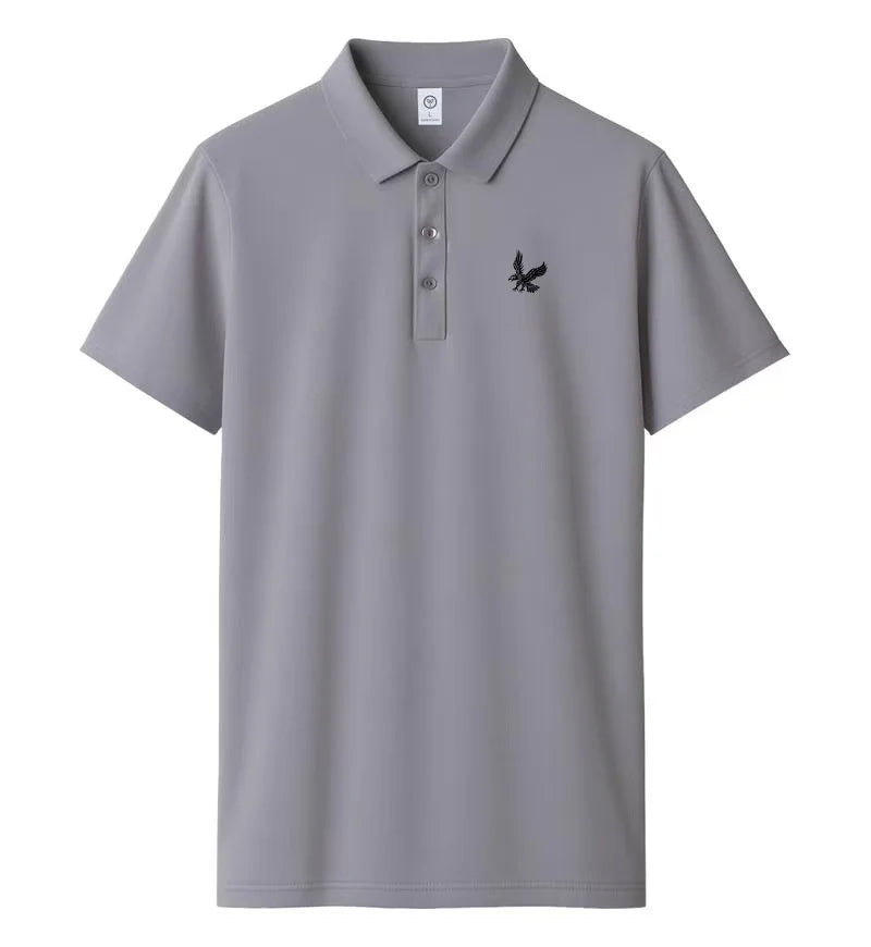 Men's fashionable high-end collar short sleeved T-shirt breathable polo shirt summer business trend T-shirt top