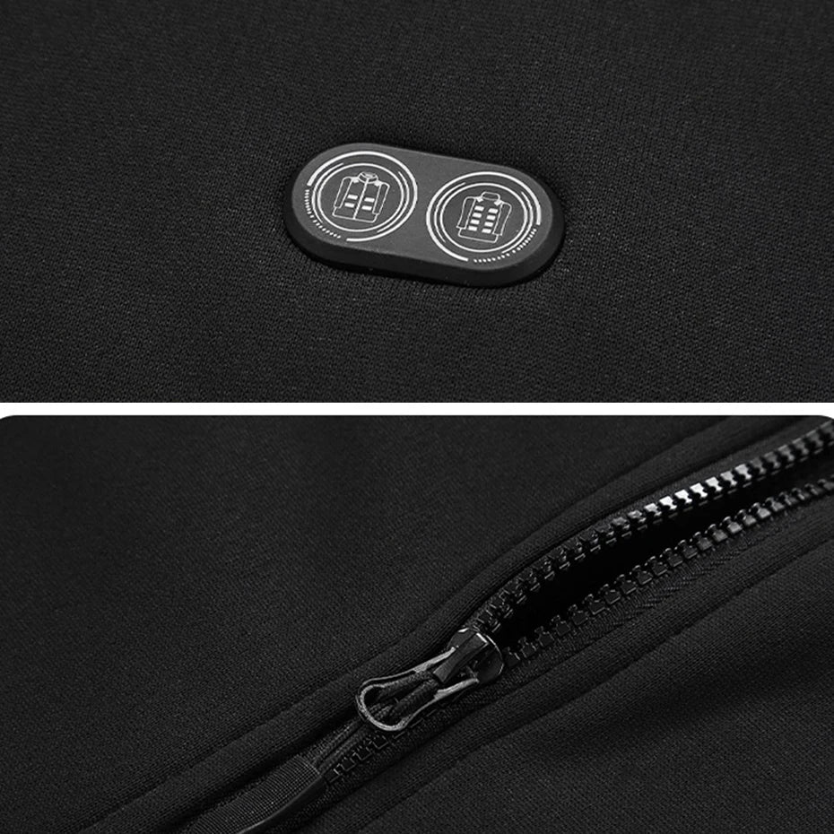 USB Heating Hoodie Jacket Men Zipper Hoodie Autumn Winter Warm 17 Zones Electric Heated Hoodies Jackets Male - ATFH