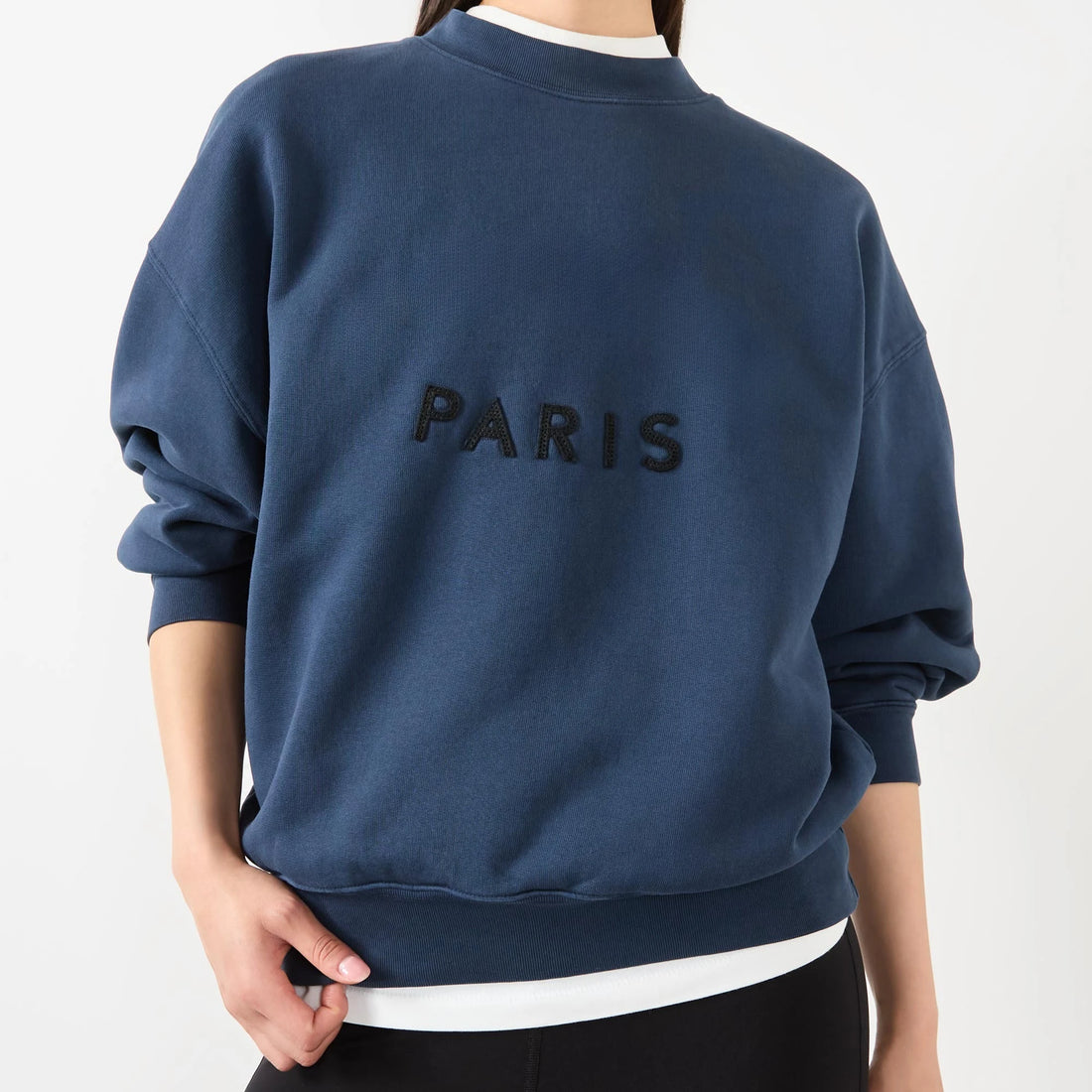navy Cotton Sweatshirt women Soft Fleece Lining crew neck long sleeve sweatshirt female autumn winter - ATFH