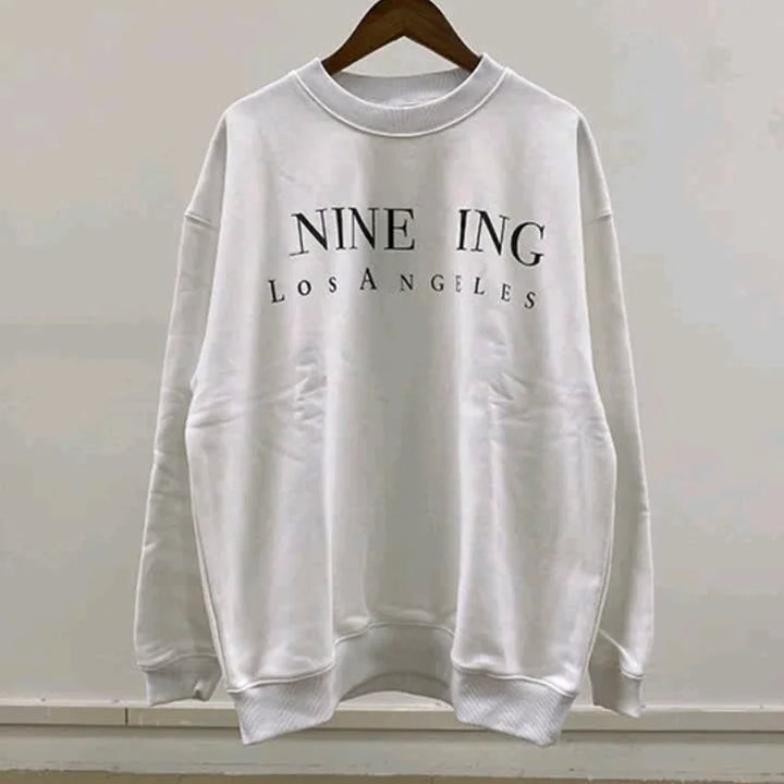 Women's sweatshirt for winter 2025, warm sportswear white round neck with letter print and fleece jacket - ATFH