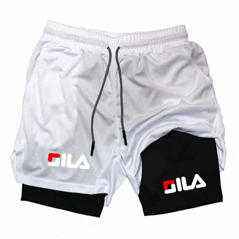 Men's hot selling 2-in-1 double-layer shorts, quick drying gym running training compression sports breathable shorts