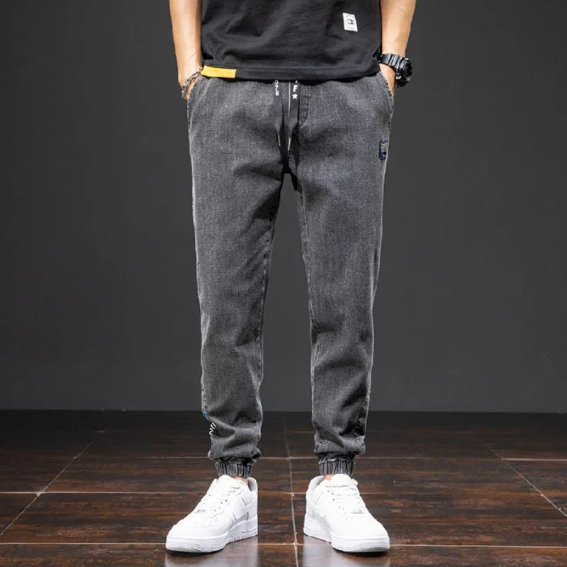 Spring Summer Black Blue Cargo Jeans Men Streetwear Denim Jogger Pants Men Baggy Harem Jean Trousers Plus Size ATFH