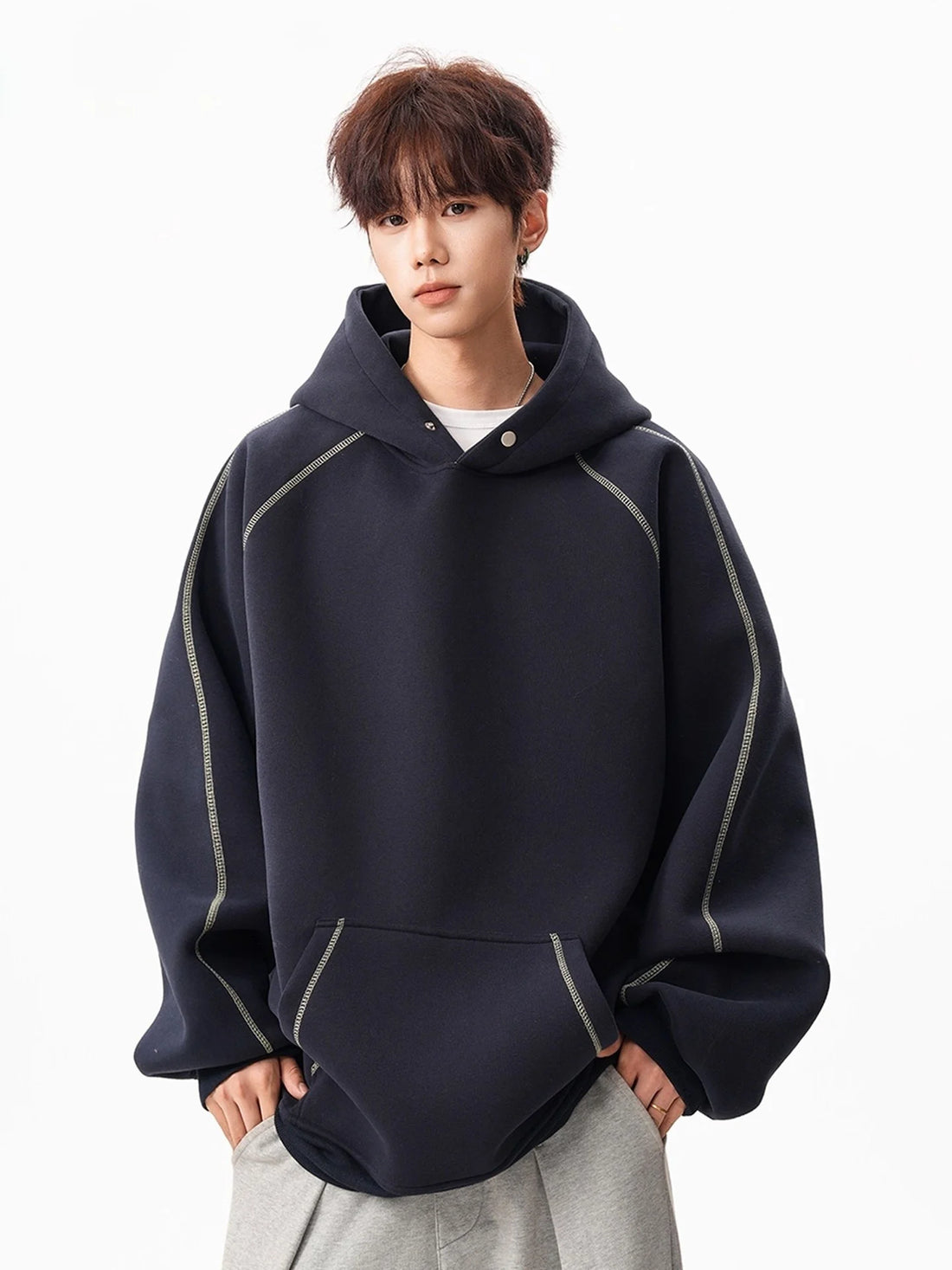 Mens With Hat Hoodies One Piece Cold Weather Lambswool Thermal Layer Thickened Fleece Interior Warm Protection Practical Fashion - ATFH