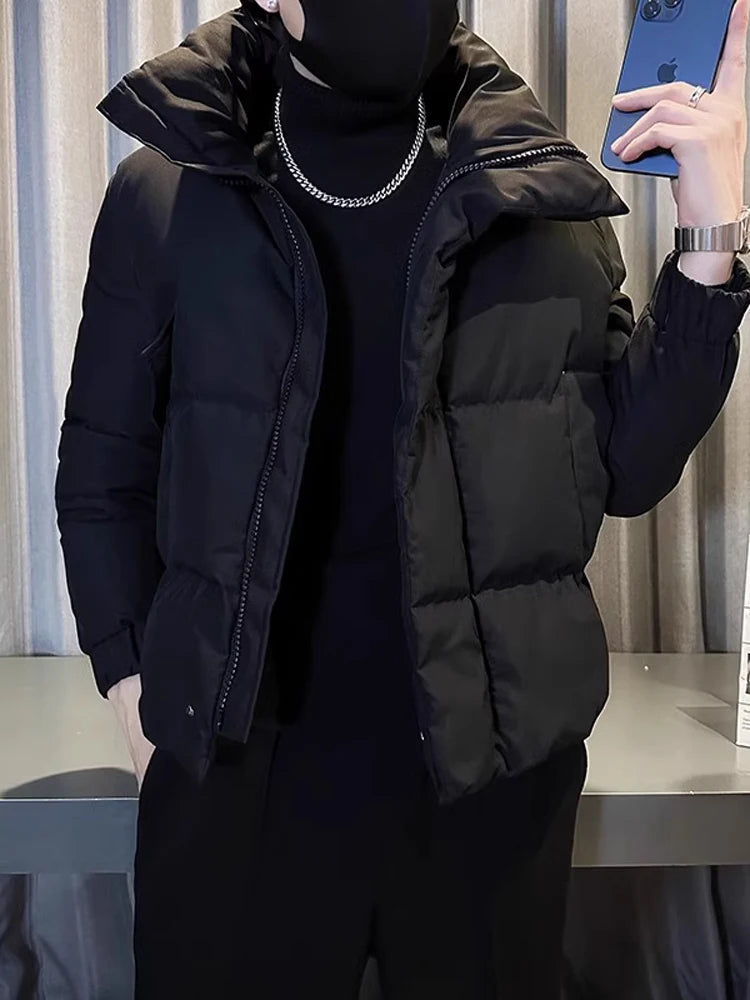 Men's Autumn Winter Thickened Warm Jacket Waterproof Casual Loose Parkas Solid Stand O-Neck Parka for Men Street Coat Men Q47 ATFH