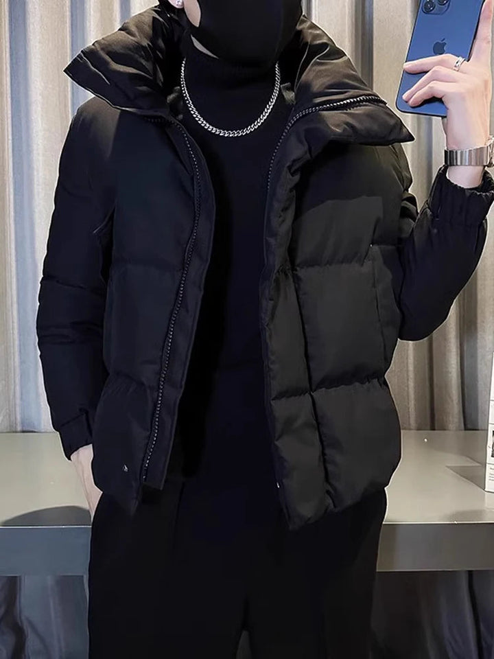 Men's Autumn Winter Thickened Warm Jacket Waterproof Casual Loose Parkas Solid Stand O-Neck Parka for Men Street Coat Men Q47 ATFH