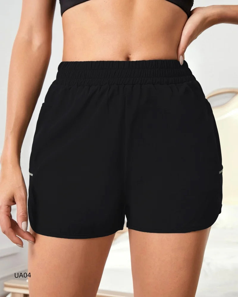 Summer high waisted yoga shorts, fashionable and sexy running and fitness pants, solid color practical pocket casual shorts Tahsi Fashion House
