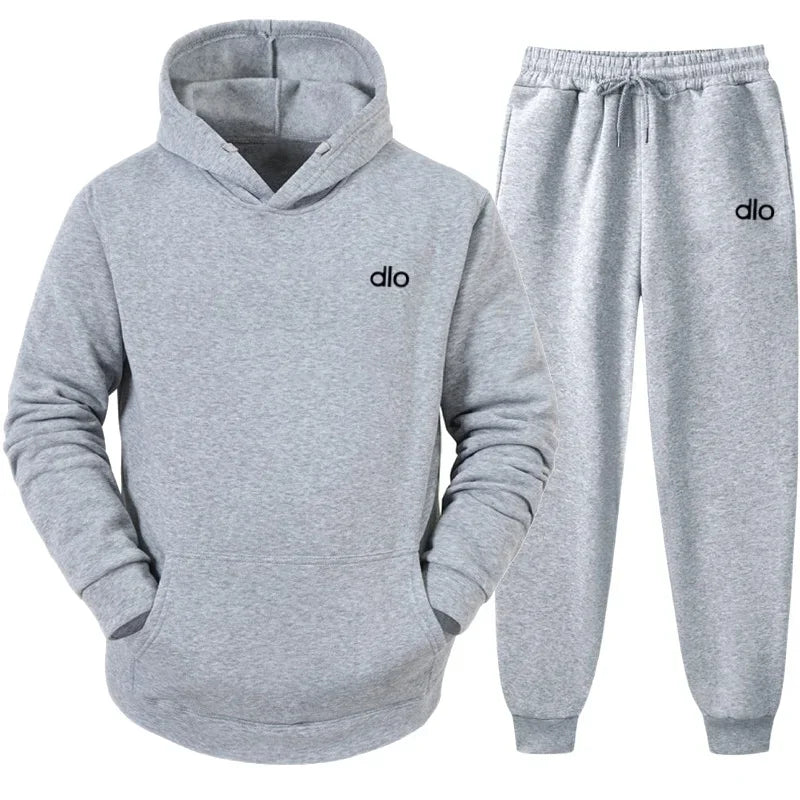Spring  Autumn Men's Hooded Jogging Gym Fitness and Leisure Set Street Fashion Y2K Clothing Printed Neutral Sports 2-piece Set