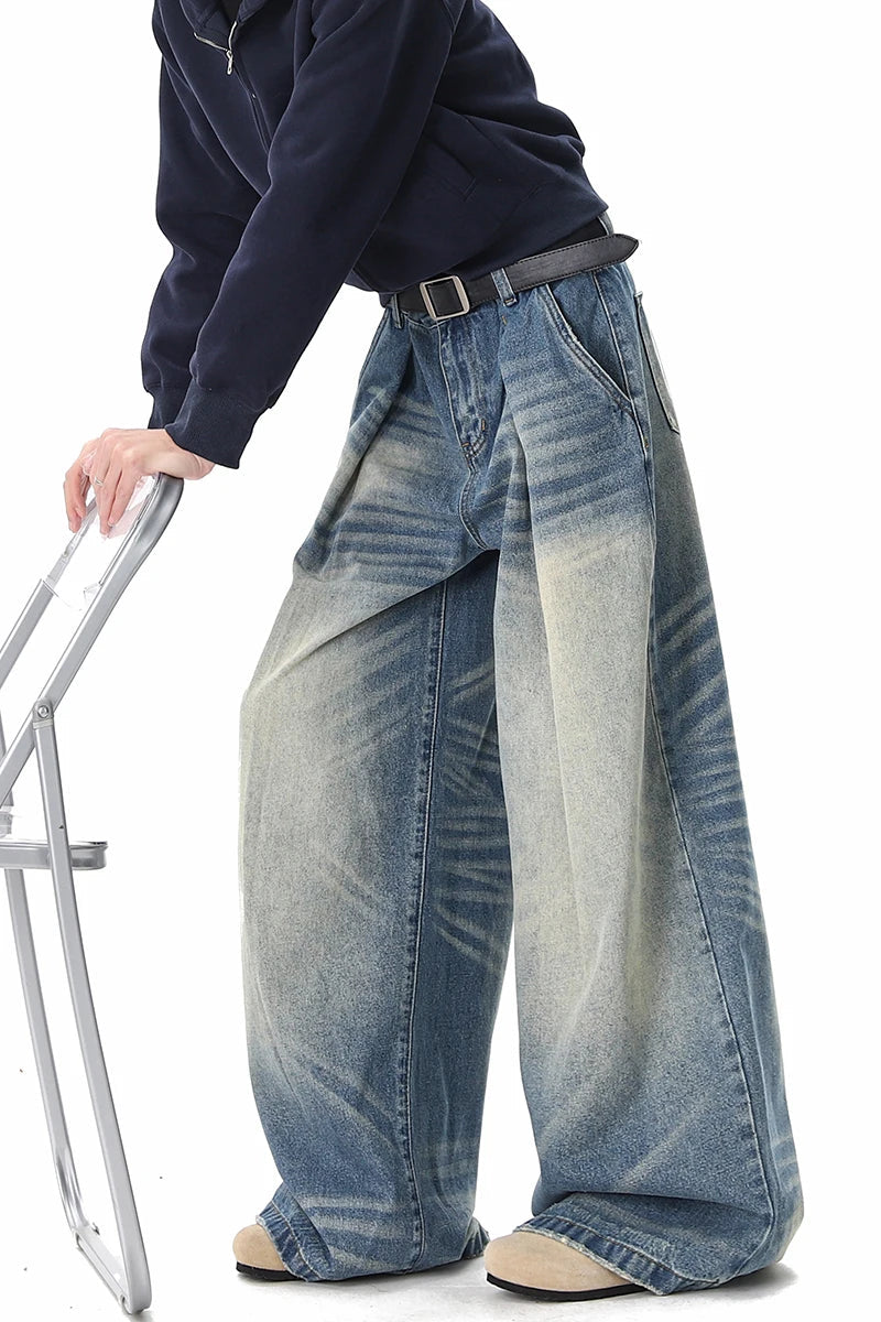 Men's Wide-Leg Baggy Jeans Casual Comfortable Fit Denim Pants Spring 2026 Outdoor Street Style Springy Loose Jeans ATFH