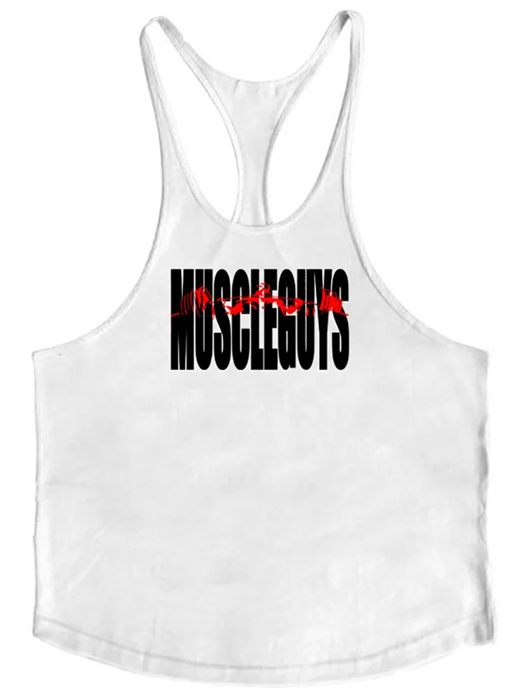 Mens Summer Sport Cotton Loose Stringer Singlet Sexy Casual vest Fitness Workout sleeveless Tank Top for Bodybuilding Training